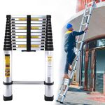 Telescopic Ladder 5M/16.4FT Thickened Aluminium Extension Telescoping, Multi Purpose Folding Ladders,Max Load 330lbs/150kg for Home and Outdoor Use