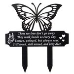 Buryeah Cemetery Decorations for Grave Butterfly Memorial Grave Markers Plaque Stake Metal Memorial Sympathy Cemetery Garden Stake Decoration for Outdoors Yard(Small)