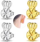 DELECOE Earring Lifters Hypoallergenic Earring Backs for Droopy Ears Adjustable 14K Gold Plated Secure Earring Backs Repacements for Heavy Studs Droopy Earrings (Gold&Silver)