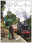 Jonny Javelin Greeting Card (JJ4320) Male Birthday - Steam Train - Silver Foil Embossed Finish