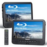 NAVISKAUTO 10.1'' Blu Ray Dual Screen DVD Player Portable with Rechargeable Battery Support 1080P Video, Dolby Audio, HDMI Out, Sync Screen, Last Memory, Region Free, USB/SD Card