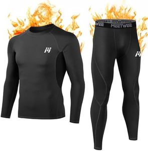 MEETWEE Thermal Underwear for Men, Winter Base Layer Set Tops & Long Johns Winter Ski Cold Weather Gear for Heat Retention Black