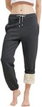 Gihuo Women's Sherpa Lined Sweatpants Winter Warm Fleece Lined Sweatpants with Pockets Fleece Jogger Pants Athletic (Dark Grey, Medium)