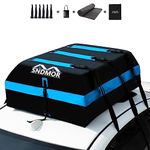 SNDMOR Car Roof Bag, 595L/21 Cubic Feet Waterproof Car Rooftop Cargo Carrier Bag, For All Vehicle With/Without Racks, Includes Anti-Slip Mat + 6 Reinforced Straps + 6 Door Hooks (Blue)