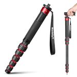 Manbily Carbon Fiber Camera Monopod 69-Inch 36mm Large Tube Walking Stick Monopods for Cameras 6 Sections Portable Compact Travel with Handle & Phoneclip Max 40lbs for DSLR Video Camcorder Stand (Red)