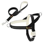 Plutus Pet Cotton Dog Harness and Lead Set, Reflective and Soft Padded, Quick Fit Vest Harness, for Small, Medium and Large Dogs, Black, M