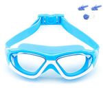 SIMAKARA Swimming Goggles Kids 6-14, Boys and Girls Swimming Goggles Age from 3 to 15 Years Old, Wide Vision, Anti-Fog, Waterproof, No Leaking, UV Protection-with FREE Case,Nose Clip Ear Plugs