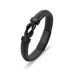 shajwo Cremation Urn Bracelet for Ashes Jewelry for Women Men Infinity Memorial Keepsake Cuff Bangle Leather Bracelet,Black 22cm