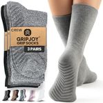 Gripjoy Non Slip Socks For Women - Gripper Socks For Women - Grippy Socks For Women - Crew, 3 Pairs