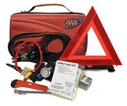 Lifeline 4366AAA 67Pc AAA Executive Road, 67 Piece Emergency Car Jumper Cables, Headlamp, Warning Triangle and First Aid Kit