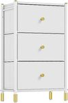 YITAHOME Chest of Drawers,Bedroom Storage Drawers,Cabinet with 3 Drawers,Fabric Drawers with Handles,White