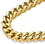 FindChic Gold Necklace for Chunky Curb Chain Necklace 18K Gold Plated Thick 12MM Choker Link Chains for Women 16''