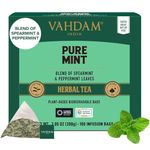 VAHDAM, Pure Mint Herbal Tea (100 Pyramid Tea Bags) Caffeine Free, Non GMO, Gluten Free | Blend of Spearmint & Peppermint - Sweet & Minty | Resealable Ziplock Pouch