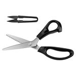 Pinking Shears, Serrated Scissors,Crimping Scissors with Comfort Grips Handle, Professional Dressmaking Sewing Craft Zig Zag Scissors, 9 Inch, Black