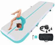 Air Tumble Track Gymnastics Mat 6.6ft 10ft 13ft 16ft 4/8 Inch Thickness Inflatable Gym Tumbling Floor Mats with Air Pump for Home Use/Cheerleading/Yoga/Dance/Water Fun
