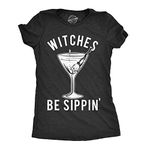 Womens Witches Be Sippin Tshirt Funny Halloween Party Drinking Tee for Ladies Funny Womens T Shirts Halloween T Shirt for Women Funny Drinking T Shirt Black L