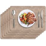 BIPASION Placemats, Faux Leather Heat Resistant Placemats for Dining Table Set of 6, Waterproof Wipeable Washable Place Mats, Easy to Clean Non-Slip Table Mats, 11.8" x 17"