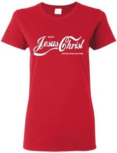Enjoy Jesus Christ Shirt Thou Shalt Never Thirst, Funny Christian Gifts for Men Women, Faith Apparel Inspirational Womens T-Shirt, Red, 3X-Large