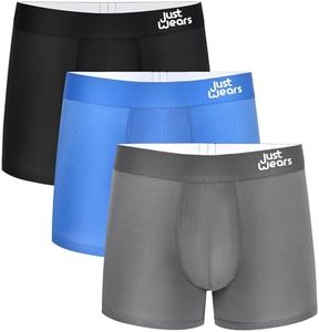 JustWears Everyday Mens Trunks, 3 Pack | Breathable Anti-Chafe Underwear with Moisture-Wicking MicroModal Air Cool Fabric | Ergonomic Support | Seamless Sustainable Boxers for Men | Pants Gift