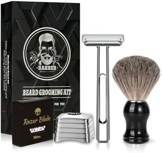Dual-Blade Safety Razor Set With Magnetic Head & 110 Blades, Shave Brush & Razor Stand - Precision Shaving, Reusable & Plastic-Free Shaver, for Beard, Head, Leg Shaving for Men Women - Pro Max Silver