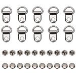 Cikonielf 100 Sets 9x14mm Shoelace Hook D-Ring Eyelet Buckle Brass Shoe Leather Boot Hooks Shoe Lace Hooks for Repair Leather Boot Shoes Repair Buckle