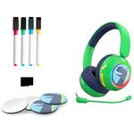 WatchOut Galaxy Kids Headphones with Safe Sound as per WHO, 500+ Learning Audio Stories, DIY Magnets, Bluetooth + Wired, Mic for School, Travel, Gift for Boys, Girls, Children, Age 3-18 (Green Dino)