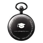 TREEWETO Engraved Pocket Watch Graduation for College High School for Son Daughter Men Boys Classmates,Black