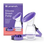 Lansinoh - Silicone Manual Breast Pump - Breast Milk Collector with Lid and Neck Strap - Hands-Free Suction