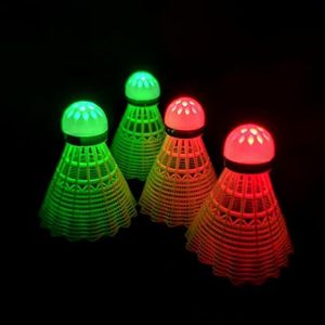 ZHENAN Glow in The Dark Badminton Birdies 4PCS, 360° Durable Nylon LED Badminton Shuttlecocks for Family Backyards Practice, Long Lasting Light Up Birdie Balls for Indoor Outdoor Sports Activities
