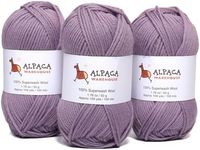 100% Pure Wool Yarn Superwash Set of 3 Skeins (150 Grams) DK Weight - Sourced Directly from Peru - Heavenly Soft and Perfect for Knitting and Crocheting (Dreamy Lilac)