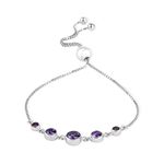 ACPL 925 Sterling Silver BIS Hallmarked Fancy Modern Amethyst Purple Zircon Stone Sliding Bolo Bracelets Gift for Women and Girls