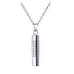 Jovivi Silver Urn Necklace for Ashes Keepsake Cremation Jewellery Men Women Memorial Stainless Steel Cylinder Bullet Pet Hair Locket Pendant Chain & Filler Kit