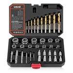 Kolvoii 39 PCS Screw Extractor Set & Bolt Extractor Set, Left Hand Drill Bit Set, Multi-Spline Bolt Remover Tools, Suit for Pull Out Damaged, Broken, Stripped Rounded-Off Bolts, Screws, Nut, Studs