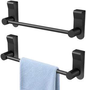 YUMORE Matte Black Over Door Towel Rack, Stainless Steel Over Cabinet Cupboard Towel Bar Kitchen Bathroom Towel Holder, Storage Dish Towel Holder, 2 Pack,