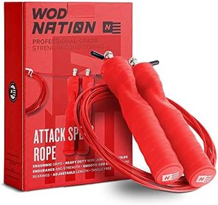 WOD Nation Attack Speed Jump Rope for Women and Men, Speed Rope Skipping Rope for Exercise, Adjustable Jump Ropes for Fitness - Workout Rope, Jumping Rope, Workout Jump Rope (Red)