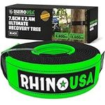 Rhino USA Tree Saver Tow Strap (7.6 cm x 2.4 m) - Lab Tested 13,600kg Break Strength - Heavy Duty Draw String Included - Triple Reinforced Loop Straps - Emergency Off Road Recovery Rope - Black