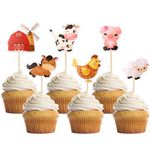 ZHUOWEISM 24 PCS Farm Animal Cupcake Toppers Barn Animals Farm Theme Sheep Cow Cupcake Picks Baby Shower Kids Birthday Party Cake Decorations Supplies