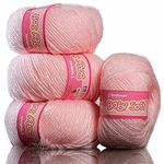 Vardhman Knitting Yarn Baby Soft Wool For Knitting, Kids Crochet Yarn Wool For Hand Knitting Art Craft, Knitting Wool Yarn For Sweater Scarves Hats And Dresses (6 Pcs, Light Baby Pink), 25 Gram