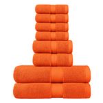 BY LORA Terry Towels Bath Towel Hand Towel and Washcloth Orange Set of 8