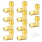 GASHER 10PCS Brass 90 Degree Elbow Compression Tube Pipe Fitting Connector, 3/16" Tube OD x 1/8" NPT Male Connector