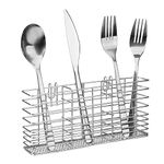 iPEGTOP Cutlery Utensil Holder, Flatware Silverware Organizer Drainer Rack with Hooks - Rust Proof Flatware Storage for Kitchen Forks Knives and Spoons Dish Drying Rack, 304 Stainless Steel