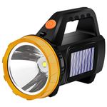 Rechargeable LED Torch Camping Lights with 1200mah USB and Solar Charging 20W High Power Beam Flashlight Waterproof Outdoor Searchlight 3 Modes Portable Lightweight Lantern Emergencies Work Light