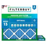 Filterbuy 13.25x13.25x1 Air Filter MERV 13 Optimal Defense (2-Pack), Pleated HVAC AC Furnace Air Filters Replacement (Actual Size: 13.25 x 13.25 x 1.00 Inches)