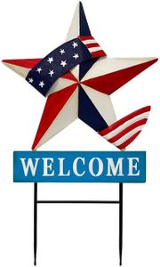Land & Sea Metal Patriotic Welcome Star Yard Art, 34" H