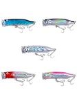 5 Pcs Surface Fishing Lures, 7.2CM Popper Sea Fishing Baits Artificial Floating Lures for Pike Bass Salmon Perch (Blue)