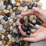 Hisredsun 10.5 lb Decorative Stones,0.4-1 inch Natural Polished Pebbles for Plant Pots,River Rocks for Landscaping, Vase Fillers,Succulents,Aquarium and Garden Decoration