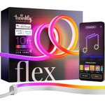 Twinkly Flex – App-Controlled Flexible Light Tube with RGB (16 Million Colors) LEDs. 10 feet. White Wire. Indoor Smart Home Decoration Light