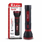 Rico Built in Charger Military Grade High Power Long Distance Torch Light Upto Upto 900 ft Long Non Stop 6 Hours Working | 3 Watt