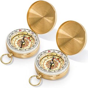 Tebery 2 Pack Classic Pocket Style Copper Clamshell Compass, Glow in The Dark Military Compass Survival Gear Compass, Waterproof Luminous Kids Compass for Hiking Camping Hunting Climbing (Brass)