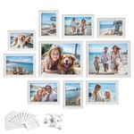 SONGMICS Picture Frames with 16 Mats, Set of 10, Collage Photo Frames with Two 8x10, Four 5x7, Four 4x6 Frames, Rustic White URPF049W01